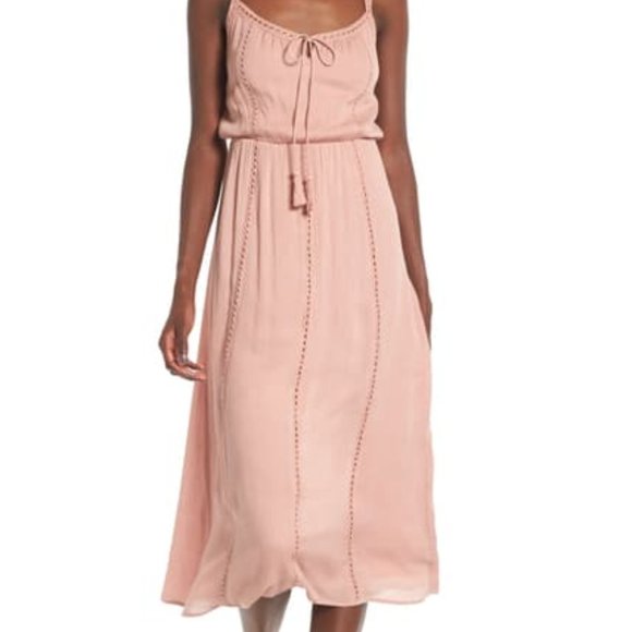 Lush Ladder Trim Midi Dress - Dusty Blush - Medium - Picture 1 of 7